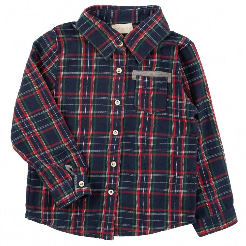 NEW MIKI MIETTE boy's jacob holiday plaid shirt in multi